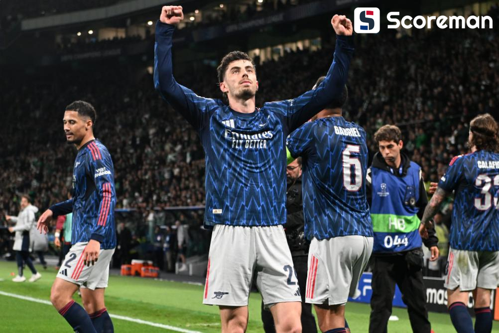 '하베르츠 결승골' 아스날, 스포르팅 원정서 1-0 진땀승...UCL 4강 진출 '청신호'